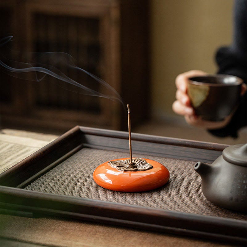 Mythstone Persimmon Ceramic Meditation Healing Incense Burner Incense Holders