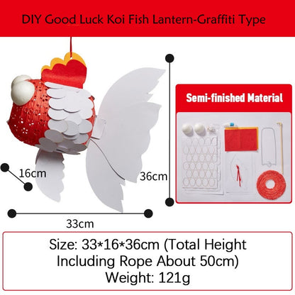 Mythstone DIY Good Luck Koi Fish Paper Lantern Lamp Mid-Autumn Festival Child Kids Lantern Decoration