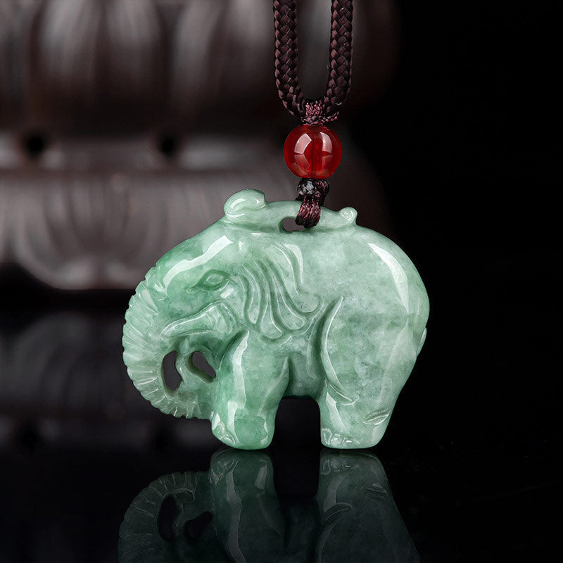 Mythstone Elephant Jade Luck Strength Necklace String Pendant