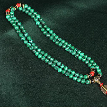 MythStone Tibetan 108 Mala Malachite Beads Bracelet Necklace