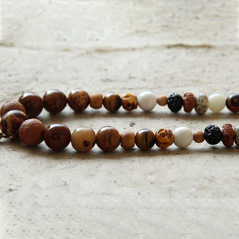 Mythstone Tibet 108 Mala Beads Nine Palaces Bagua Bodhi Seed Yak Bone Vajra Harmony Bracelet