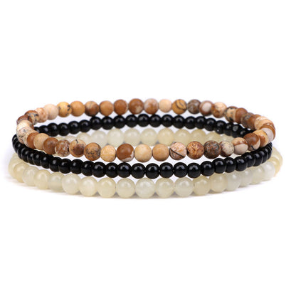 Mythstone 3Pcs Natural Crystal Stone Inner Peace Spiritual Bracelet