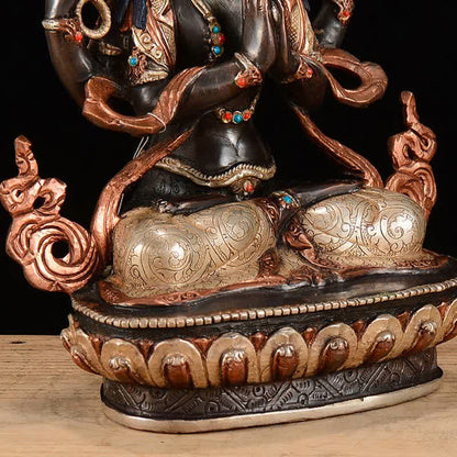 Mythstone Bodhisattva Chenrezig Four-armed Avalokitesvara Protection Copper Statue Decoration