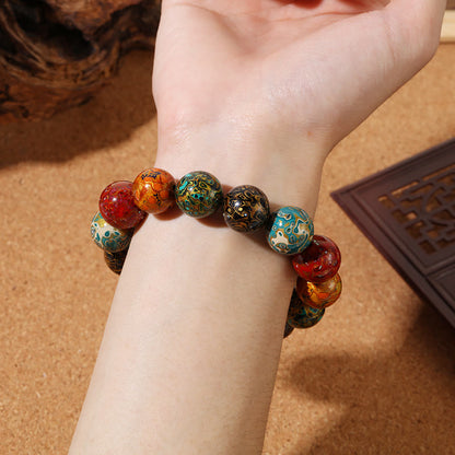 Pulsera de cuentas de laca multicolores naturales Mythstone 