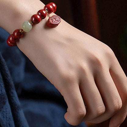 Mythstone Cinnabar Jade Healing Protection Charm Bracelet