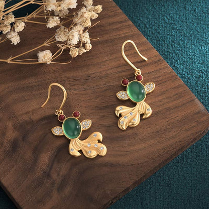 Mythstone FengShui Jade Koi Fortune Earrings