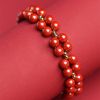 Mythstone Natural Cinnabar Beaded Blessing Bracelet