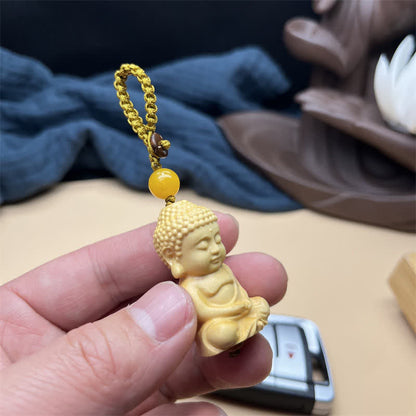 Mythstone Tathagata Buddha Serenity Peace Boxwood Keychain