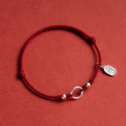 Mythstone 925 Sterling Silver Lucky Fortune Peace Joy Lotus Peace Buckle Red String Bracelet