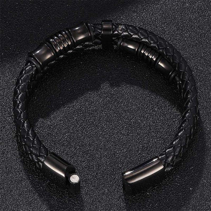 Mythstone Layered Leather Weave Fortune Bracelet