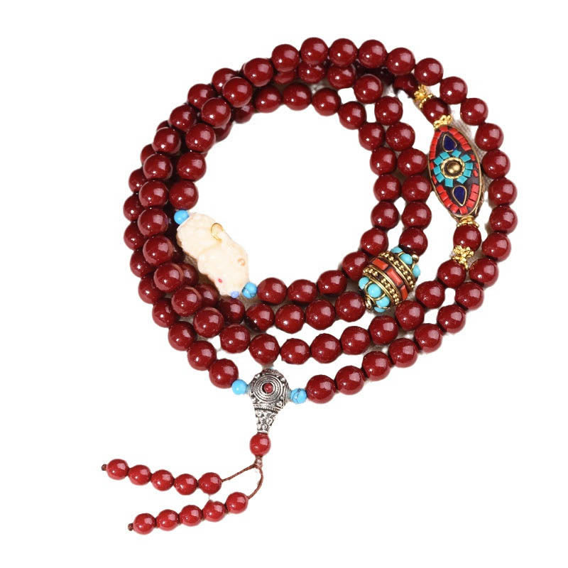 Mythstone Cinnabar Bodhisattva Tara Symbol Calm Bracelet Mala