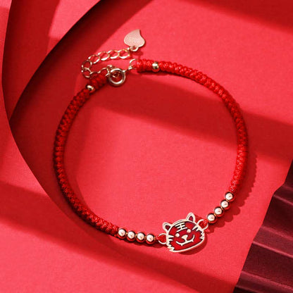 Mythstone 925 Sterling Silver Chinese Zodiac Luck Faith Discolor Red String Bracelet