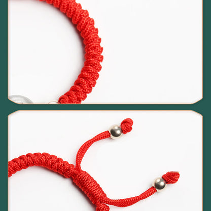 Pulsera para niños hecha a mano con cuerda multicolor de manzana roja de plata esterlina 999 de Mythstone