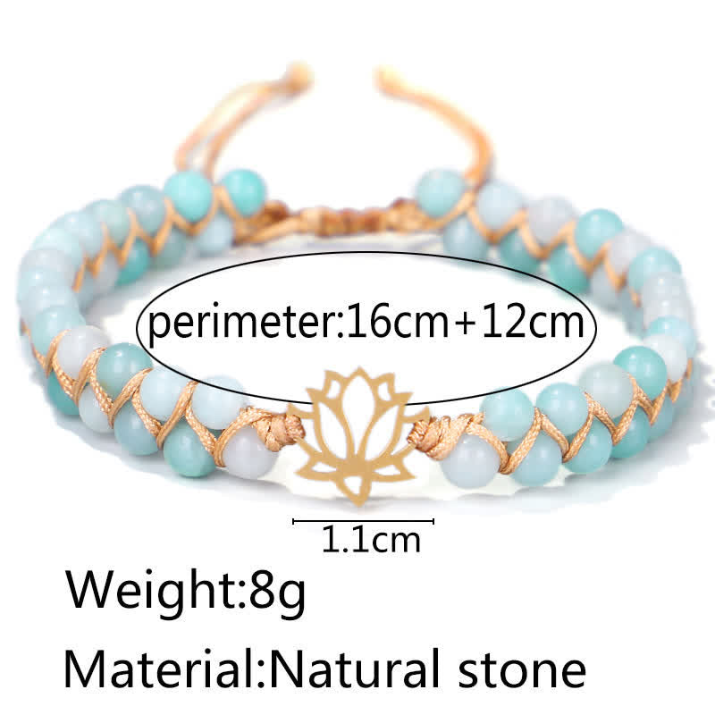 Mythstone Amazonite Beads Lotus Flower Balance Weave Bracelet