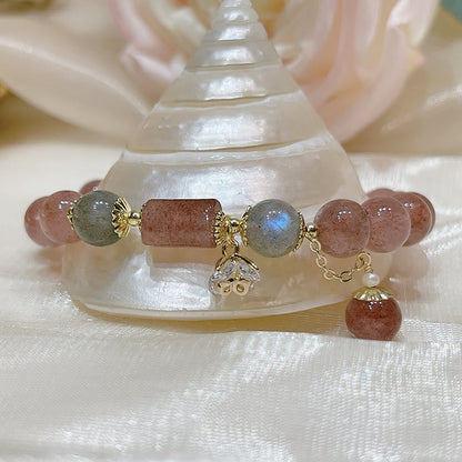 Mythstone Natural Strawberry Quartz Moonstone Love Bracelet