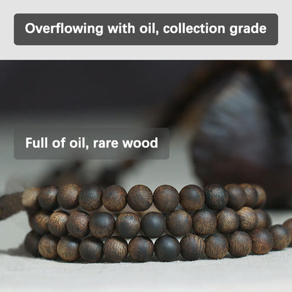 Mythstone 7mm 108 Mala Beads Nha Trang Qinan Agarwood Peace Strength Bracelet