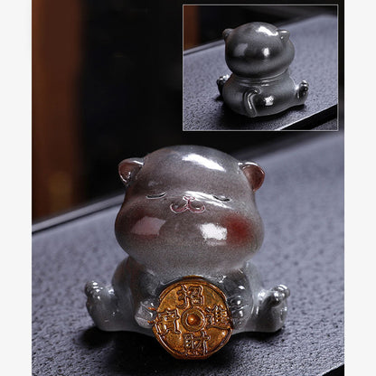 Mythstone Color Changing Cute Mini Cat Resin Tea Pet Wealth Home Figurine Decoration