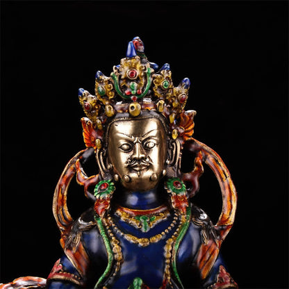 Mythstone Yellow Jambhala Bodhisattva Figurine Serenity Copper Statue Home Decoration