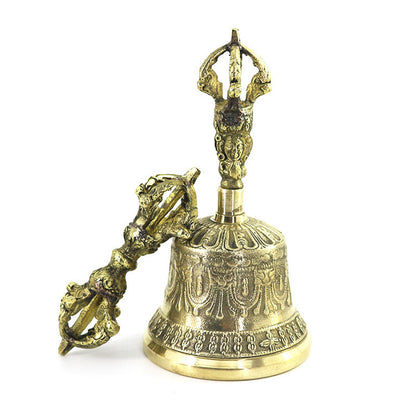 Mythstone Tibetan Meditation Bell and Vajra Dorje Copper Balance Handmade Decoration Set