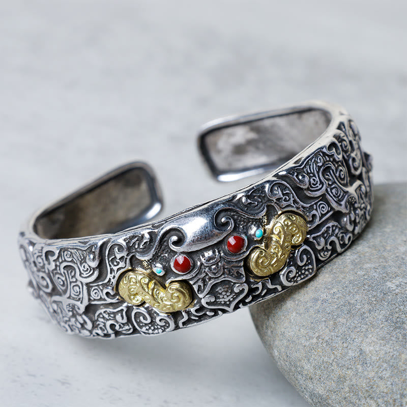 Pulsera brazalete con bendición de Pi Xiu con grabado de Feng Shui de Mythstone