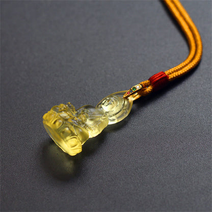 Mythstone Blue Tathagata Buddha Medicine Buddha Liuli Crystal Serenity Amulet Necklace Pendant