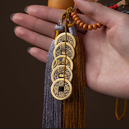 Mythstone Feng Shui Coins Gourd Chinese Knot Lucky Coins Five Emperor Money Wealth Tassels Decoration