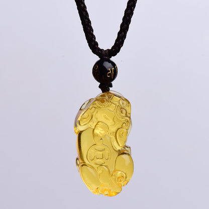 Mythstone FengShui Citrine PiXiu Wealth Necklace Pendant