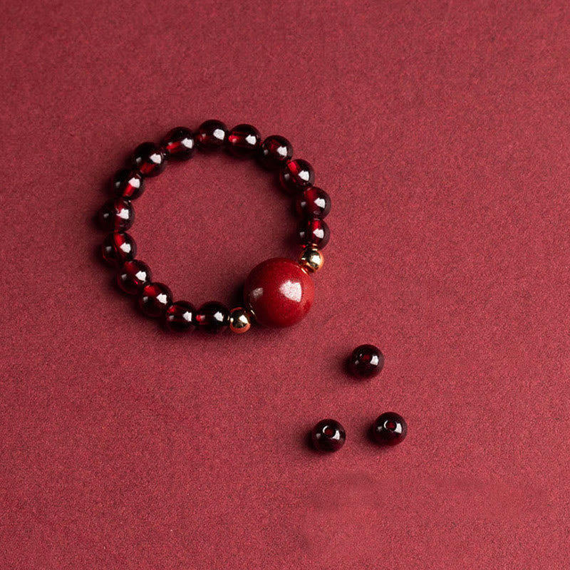 Mythstone Garnet Cinnabar Lucky Bead PiXiu Om Mani Padme Hum Rose Protection Ring