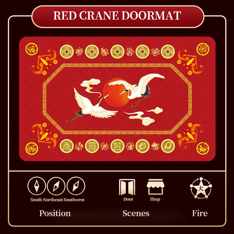 Mythstone Five Elements Lucky Crane Gourd Kirin Dragon Axe Nine Koi Fish Non-slip Foot Pad Doormat