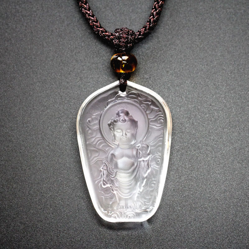 Mythstone Tibetan Buddha Liuli Crystal Serenity Necklace Pendant