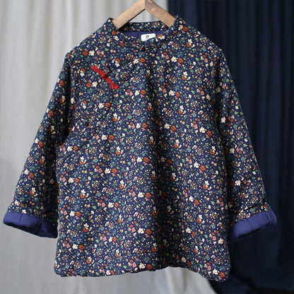 Mythstone Flowers Cotton Linen Jacket Shirt Chinese Northeast Style Winter Clothing