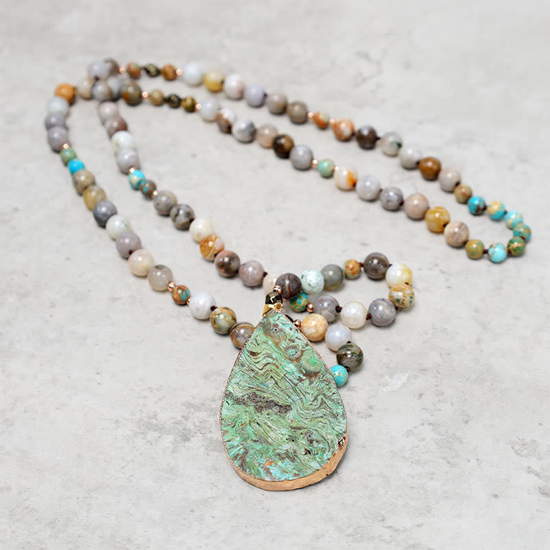 Mythstone Natural Ocean Picasso Jasper Beaded Healing Neckace