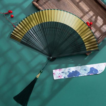 Mythstone Gradient Handheld Bamboo Folding Fan