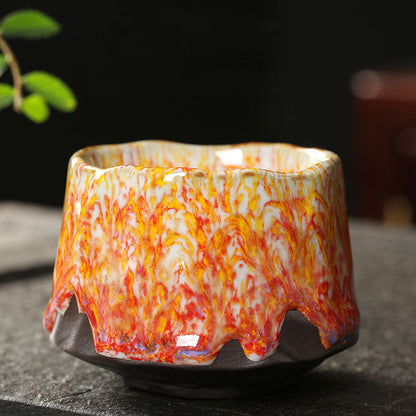 Mythstone Orange Red Green Yellow Ceramic Teacup Kung Fu Tea Cup