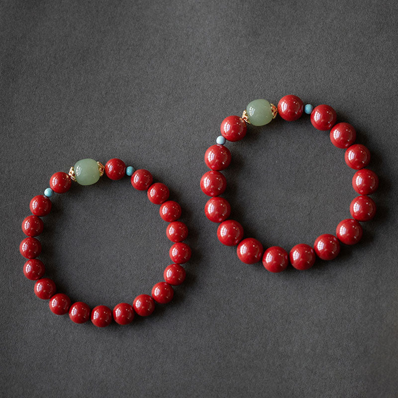 MythStone Cinnabar Green Aventurine Fortune Luck Bracelet