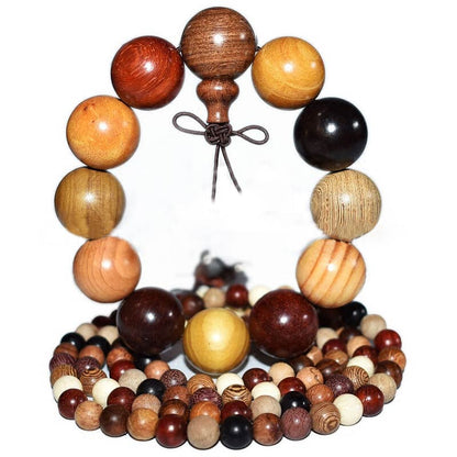 MythStone 108 Beads Wenge Wood Mala Blessing Meditation Bracelet