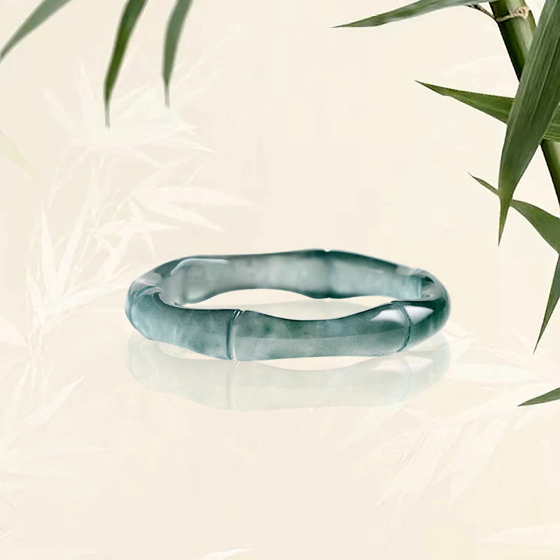 Anillo de prosperidad y abundancia de bambú y jade natural Mythstone 