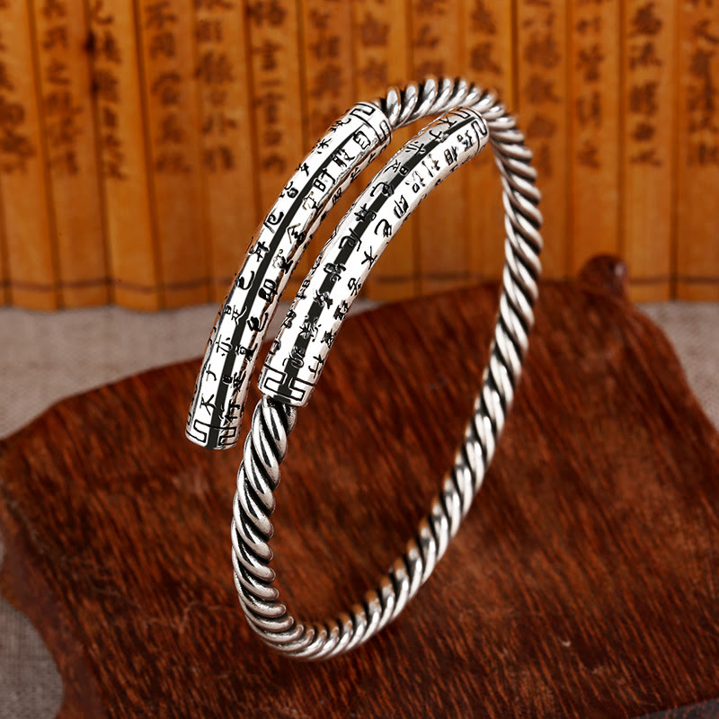 Mythstone Retro Heart Sutra Twisted Design Pattern Balance Bracelet Bangle