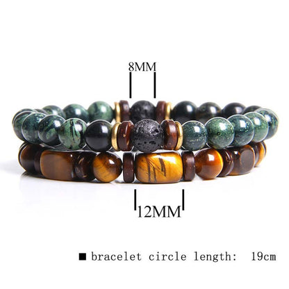 Mythstone 2PCS Healing Crystal Emperor Stone Tiger Eye Bead Bracelet