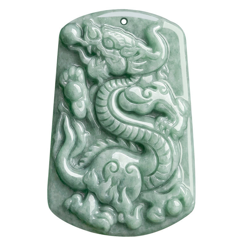 Collar con colgante de amuleto de éxito de jade del zodiaco chino del año del dragón de Mythstone 