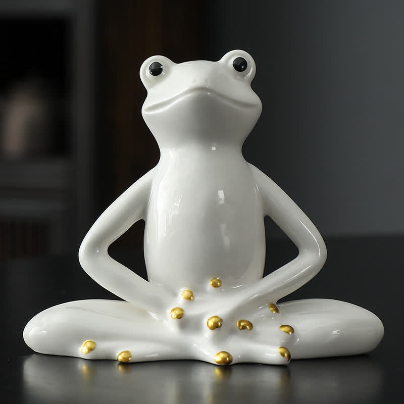 Mythstone Meditating Ceramic Zen Frog Statue Decoration