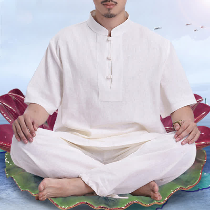 Conjunto de ropa de lino y algodón para hombre con meditación zen espiritual Mythstone