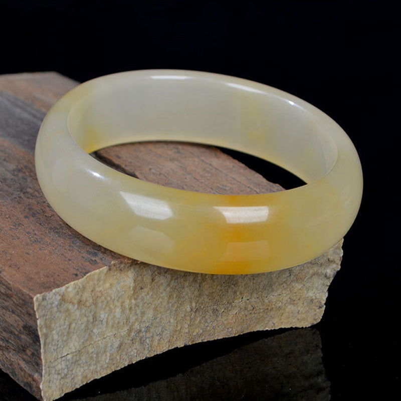 Mythstone Natural Golden Silk Jade Luck Wealth Bracelet Bangle