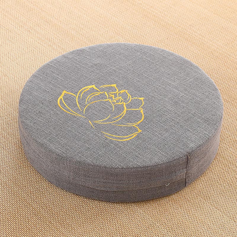 Mythstone Lotus Embroidery Cotton Linen Meditation Seat Cushion