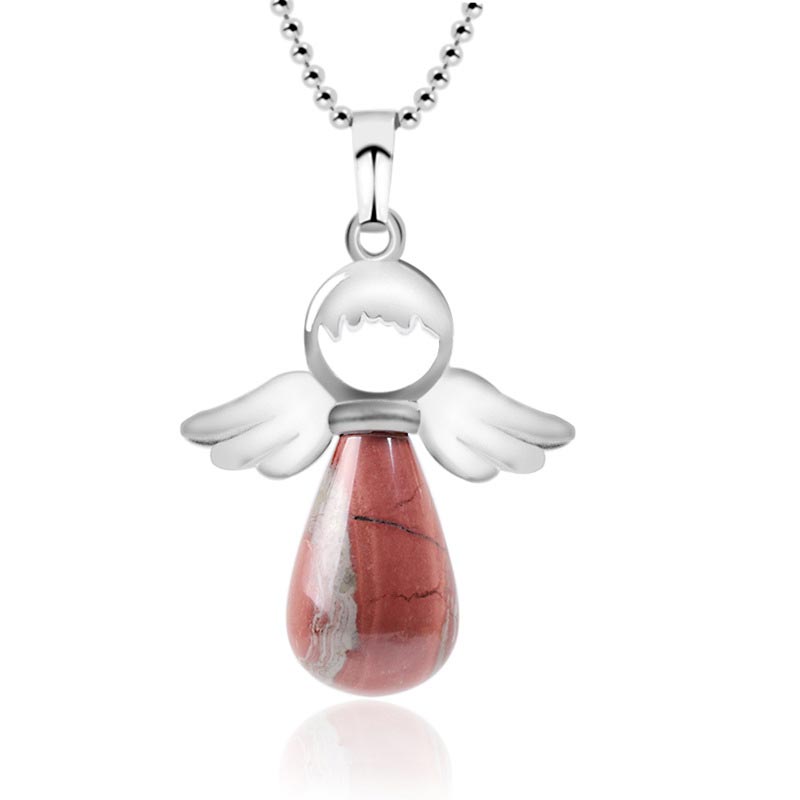 Colgante de cristal natural con alas de ángel de Mythstone para la suerte 