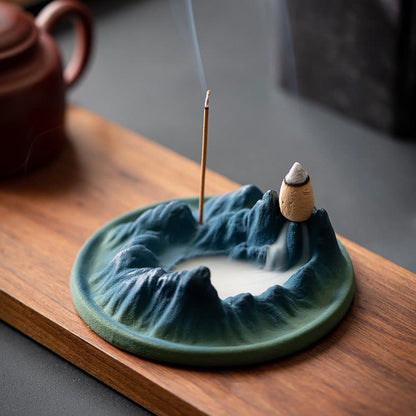 Mythstone Creative Mountain River Ceramic Healing Backflow Incense Burner