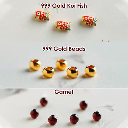 Mythstone 999 Gold Koi Fish Natural Garnet Protection Bracelet