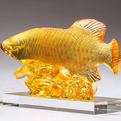 Pieza de arte de pez koi de cristal Liuli hecha a mano de Mythstone para decoración del hogar y la oficina