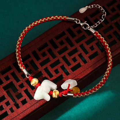 Pulsera de hilo rojo de jade y prosperidad del zodíaco chino Mythstone