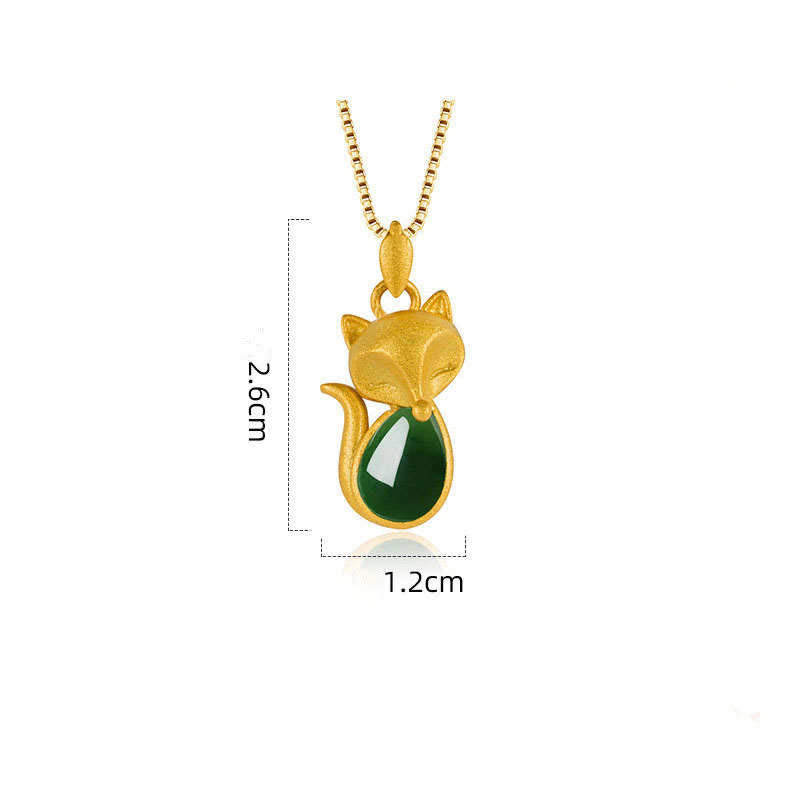 Mythstone Green Chalcedony Fox Pattern Courage Necklace Pendant